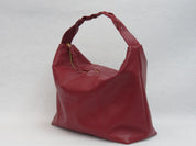 Bolso Trenza en cuero vino tinto, vista lateral